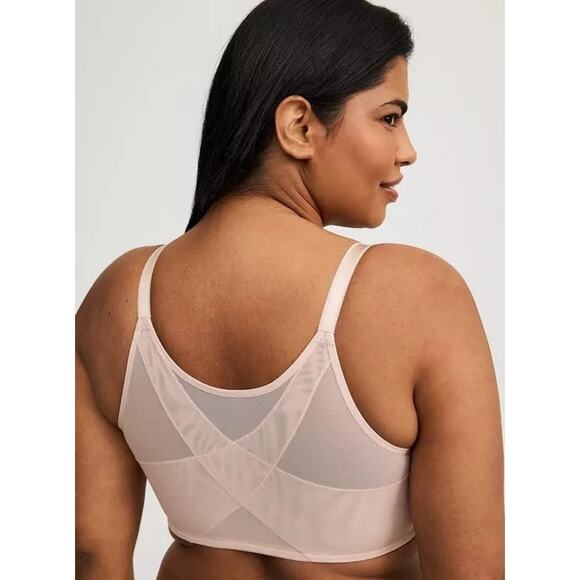 Torrid Cream 360 Back Smoothing Lightly Lined Front Close T-Shirt Bra Size 46B - Picture 2 of 8